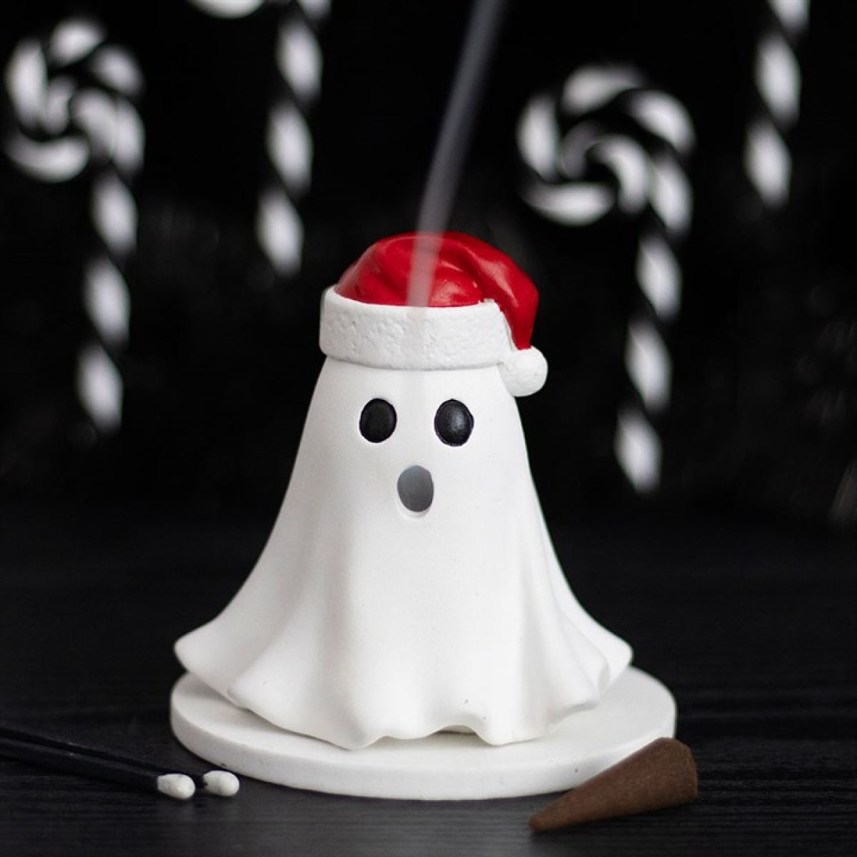Ghost with Santa Hat Incense Cone Holder 10.5cm