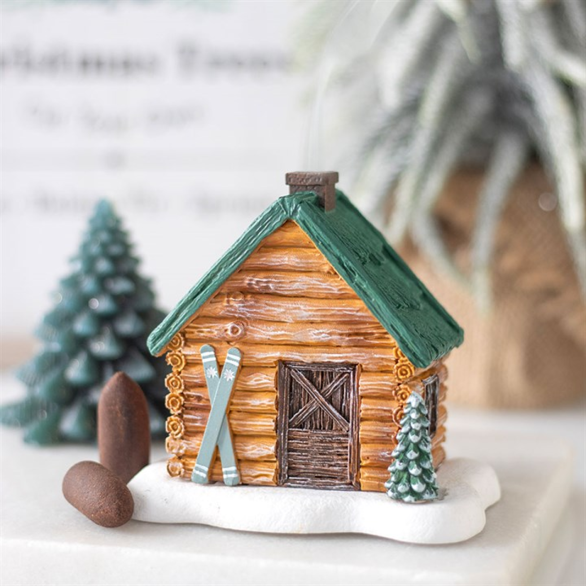 Cabin Ski Chalet Incense Cone Holder 9.5cm