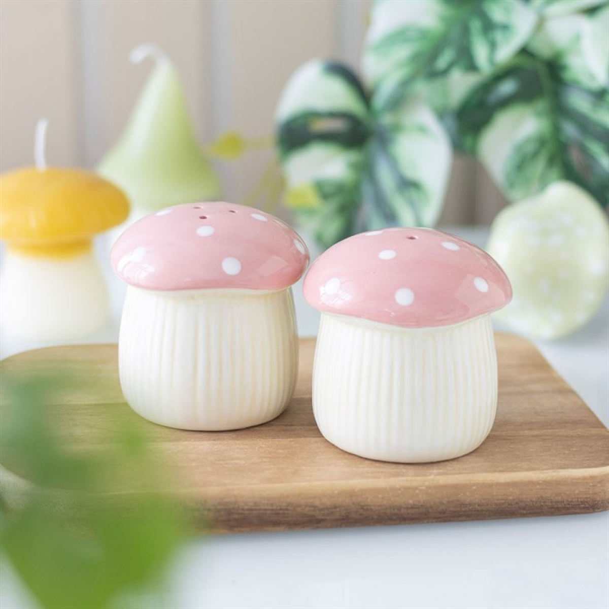 Pink Mushroom Salt and Pepper Shakers 7cm